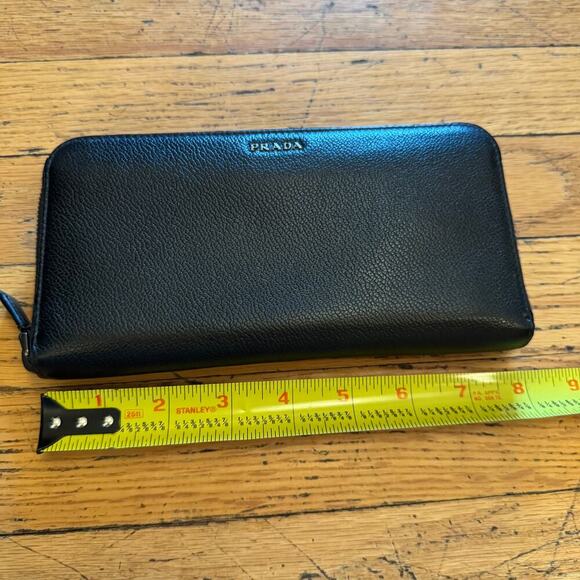 Prada Black Leather Continental Wallet with Box SHW - Picture 9 of 11